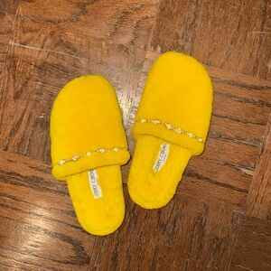 Jimmy Choo Vibrant Yellow Fuzzy Slippers